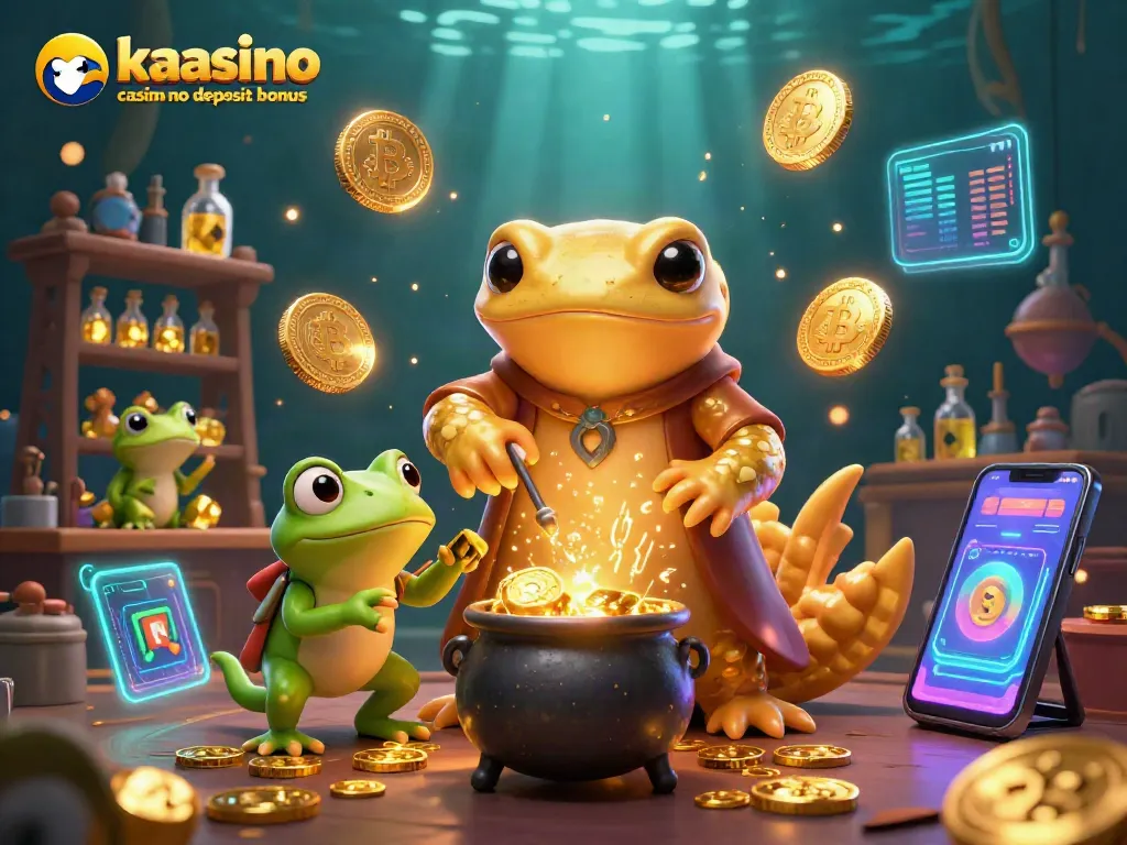 Join the fun with kaasino casino no deposit bonus, showcasing gold coin alchemy in a vibrant scene.
