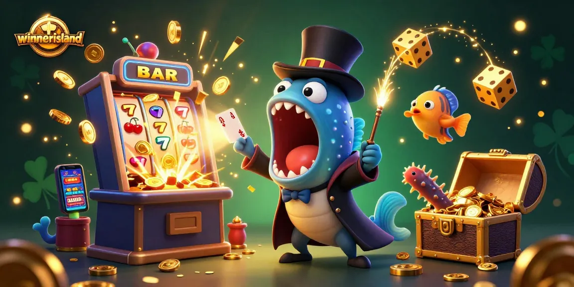 Winnerisland captivates with a thrilling casino scene featuring magical characters and jackpot delights.