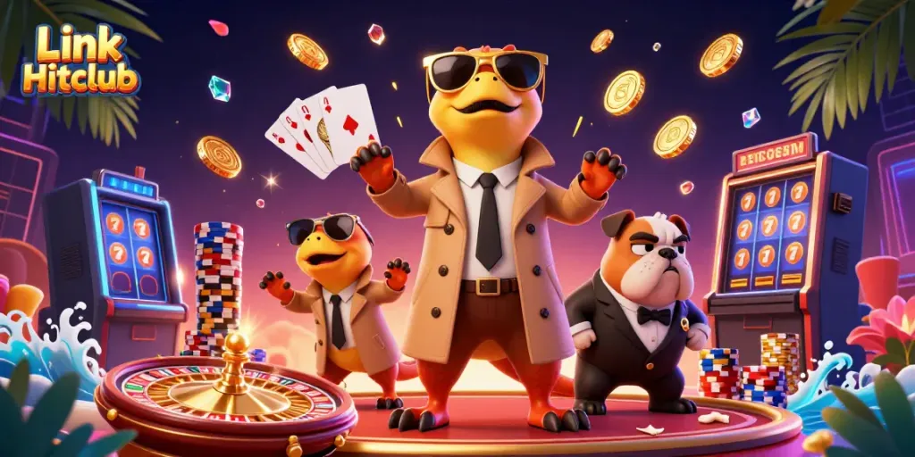 Win big with Link Hitclub while raptors attempt to enter a VIP casino scene.