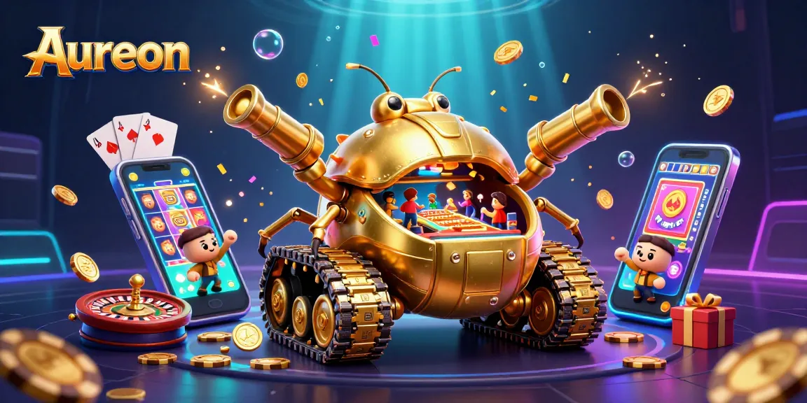 Aureon Casino challenges players with exciting games in a vibrant 3D casino scene.